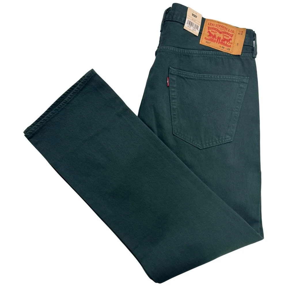 Levis 501 Original Mens Straight Leg Jeans Green denim button fly 36x32